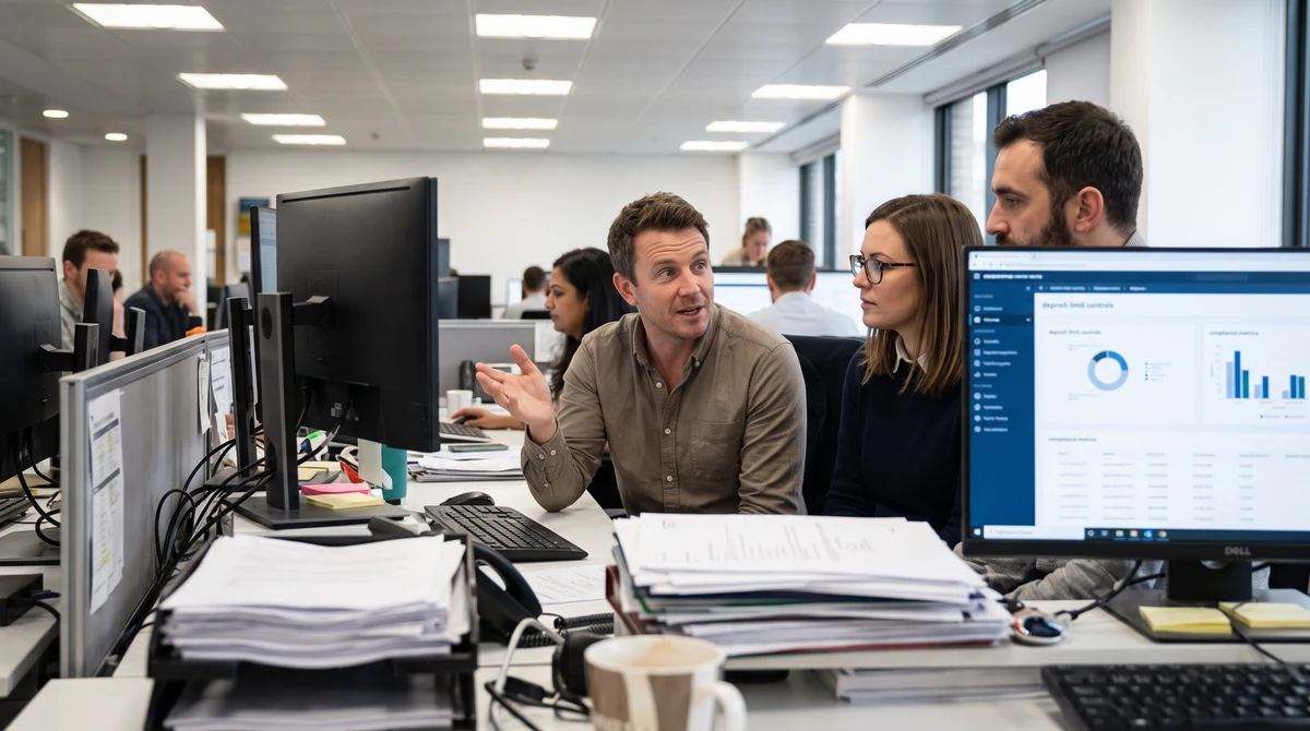 Compliance professionals review deposit-limit controls for a Great Britain gambling platform.
