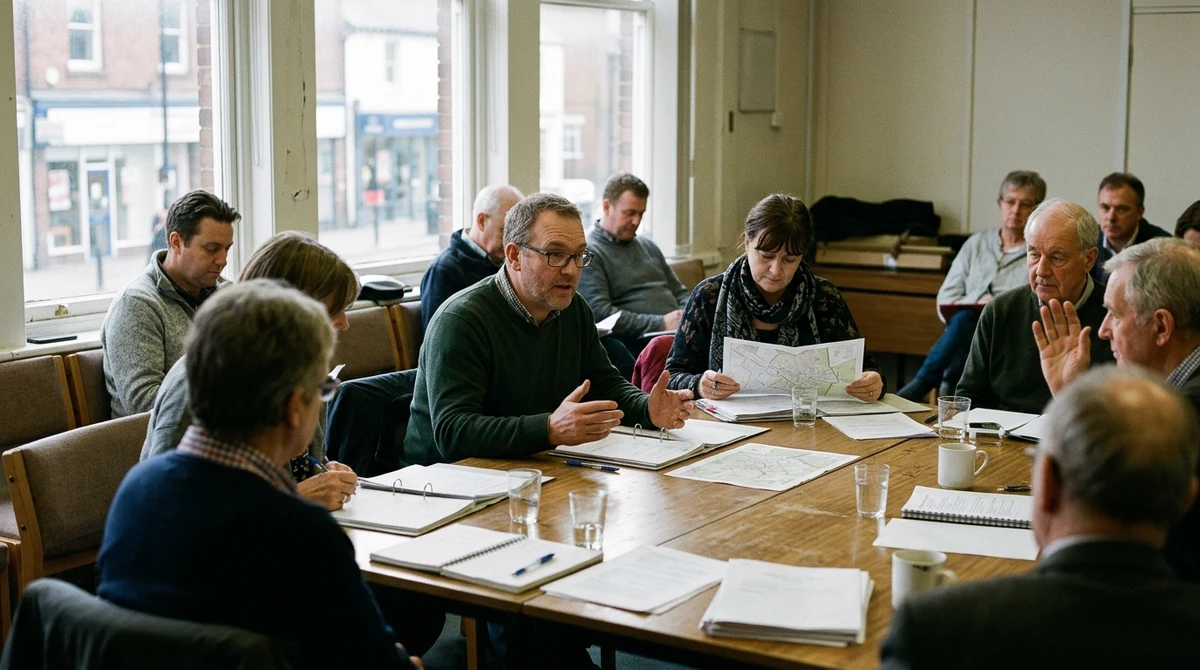 Council members and residents discuss proposed gambling premises at a British high-street licensing meeting