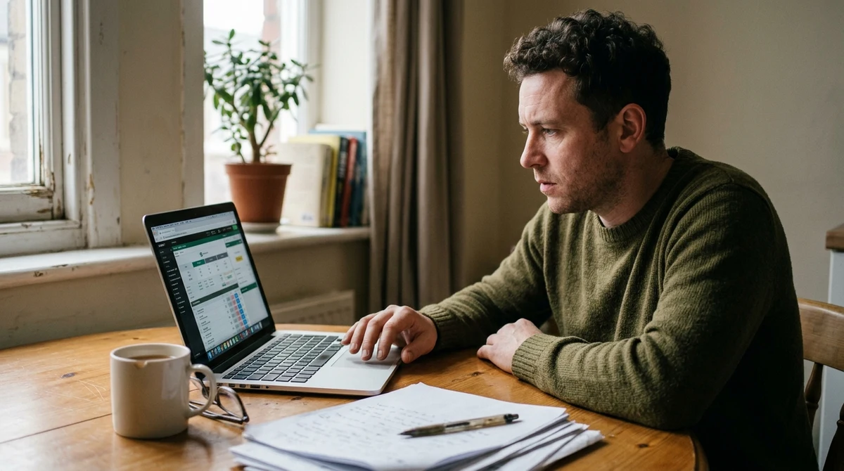 An adult customer reviews a betting exchange account on a laptop before Betdaq’s trading deadline.